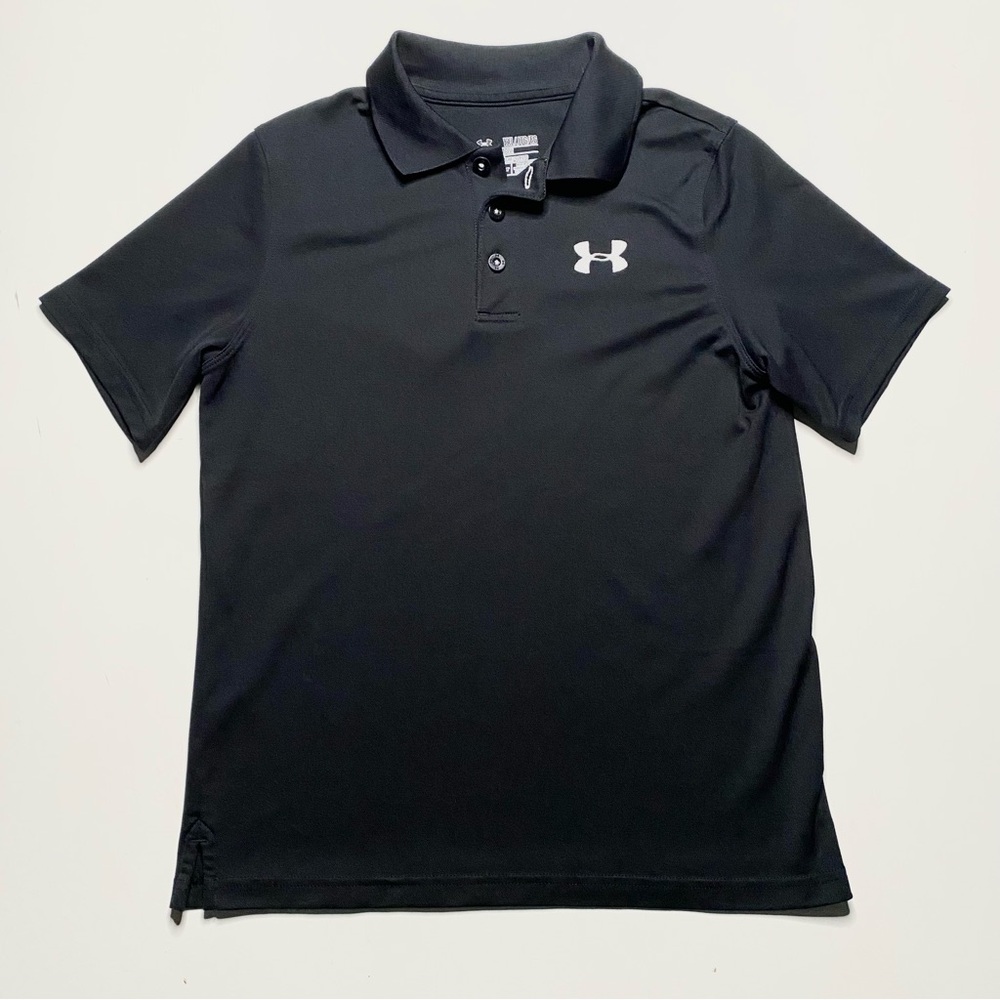 Boys XL Under Armour Black Polo Shirt EUC Like new